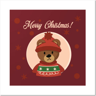 Merry Christmas Teddy Bear Posters and Art